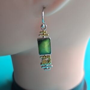 Elegant Green and Gold Earrings